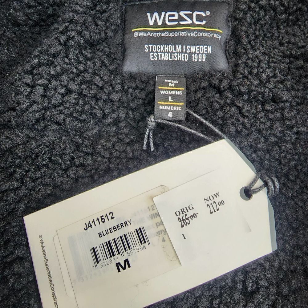 New Wesc Navy Blue Zip Winter Warm Full Unisex Parka Jacket Men M / L Women $265 - Picture 10 of 14